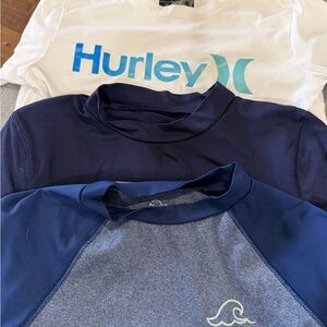 Hurley Kids Swim Rashguards - White, Navy, Blue